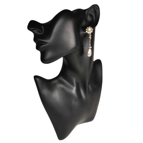 Pearl Drop Rhinestone Earrings - Picture 1 of 4